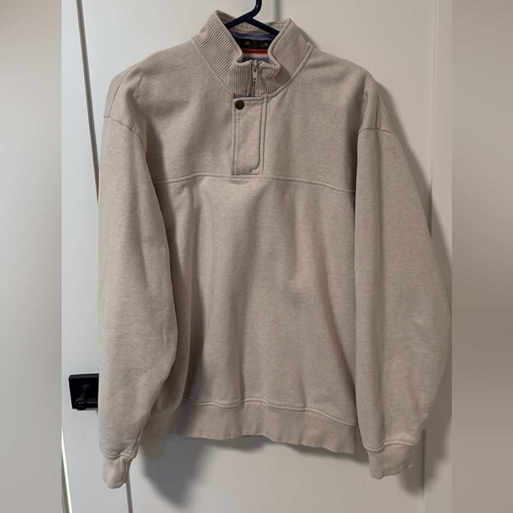 Orvis Men's Zip Up Sweater in Cream
